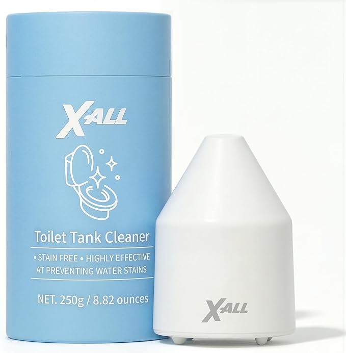 X-ALL White Toilet Tank Cleaner System – Continuous Cleaning Toilet Tank Device with Long-Lasting Mineral Core Technology, Helps Reduce Stains & Buildup, Septic Safe, 250g