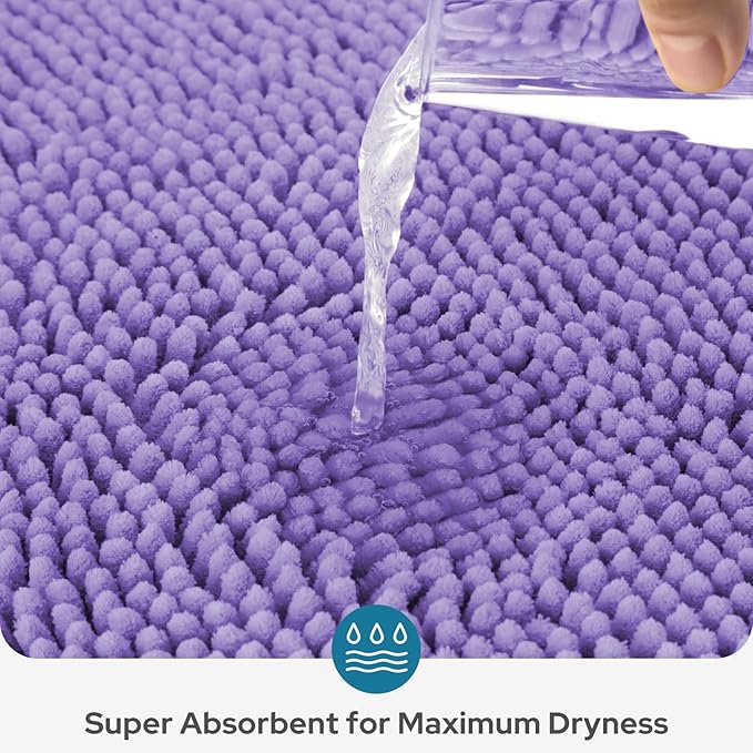 BYSURE Lavender Bathroom Rugs Sets 3 Piece Non Slip Extra Absorbent Plush Chenille Soft Washable Bath Mats
