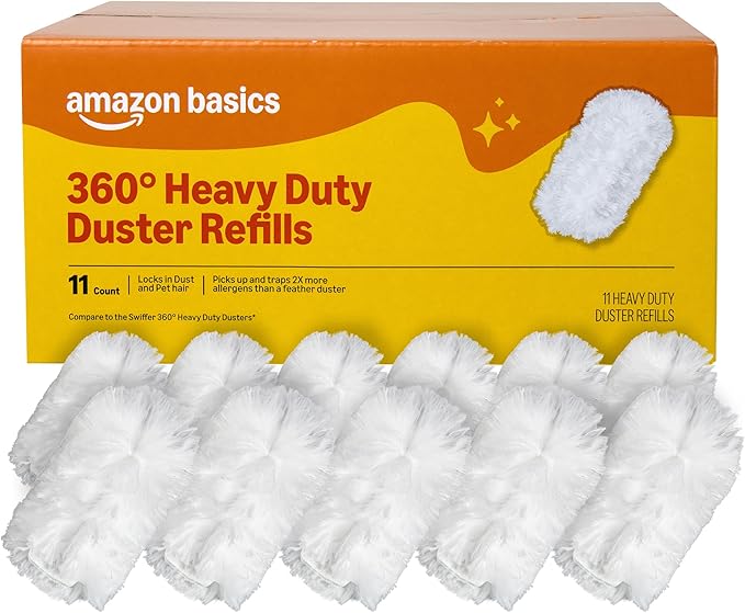 Amazon Basics 360° Heavy Duty Duster Refills, Picks up and Traps 2X More Allergens, 11 Count, Pack of 1