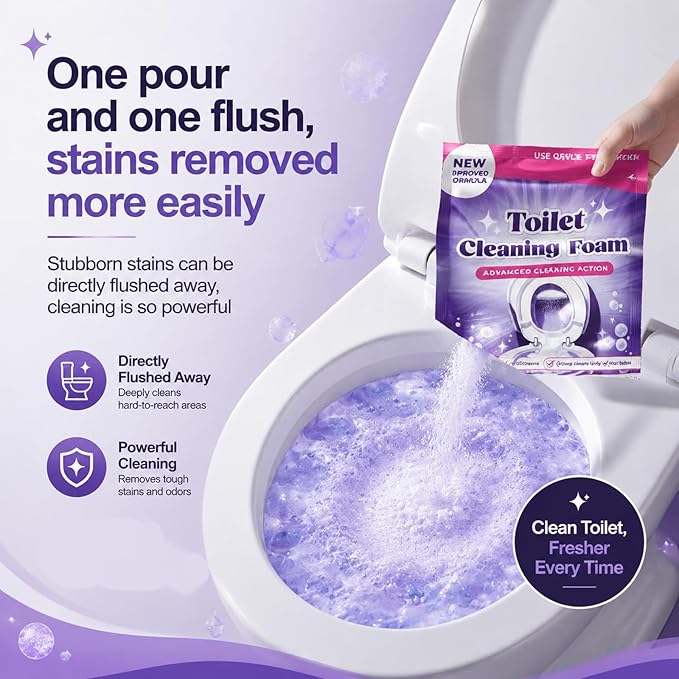 Fizz Clean Toilet Bowl Cleaner, Fizzclean Toilet Cleaning Foam, 2026 New Upgrade Toilet Bowl Cleaner, For Sparkling Clean, Touch Free Foaming Cleaning Powder (3PCS)