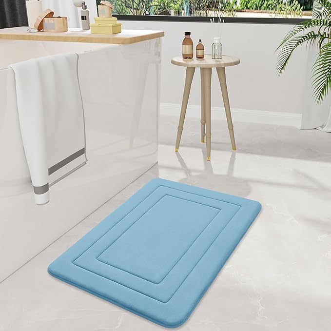 Arotive Memory Foam Bathroom Rug Mat 44x24, Ultra Soft and Absorbent Bath Mat, Machine Wash Dry, Comfortable Bath Rug Carpet for Bathroom Floor, Tub and Shower, Blue