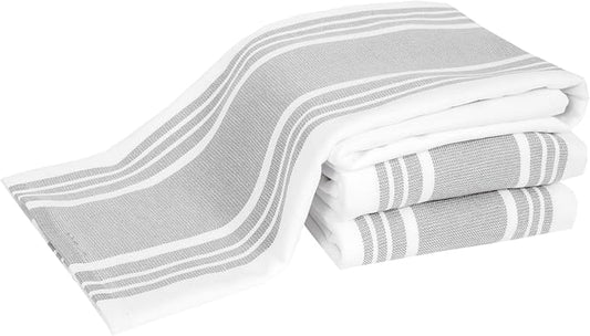 All-Clad Dual-Purpose Kitchen Towels: Highly Absorbent - 100% Cotton, 17"x30" Dish Towels for Cleaning & Drying Dishes & Glassware, 3-Pack, Titanium