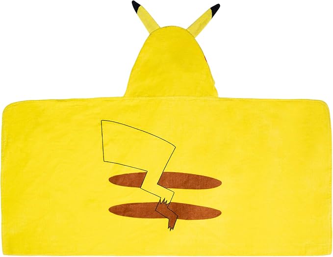Pokemon Pikachu Bath and Beach Soft Cotton Terry Hooded Towel Wrap, 24" x 50", (Officially Licensed Product) by Franco