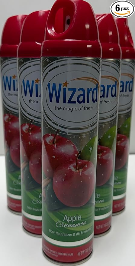 Wizard The Magic of Fresh | Odor Neutralizer & Air Freshener - 10 Oz. Apple cinnamon (Pack of 6) (Packaging May Vary)