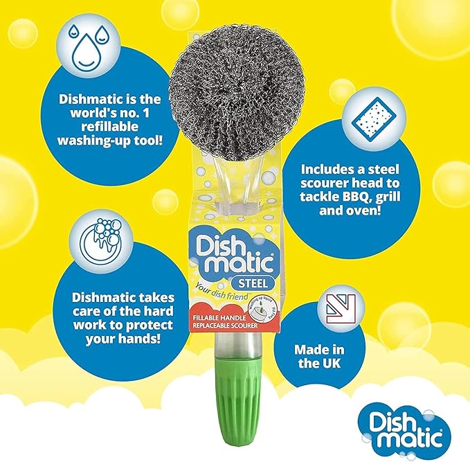 Pack of 2 Dishmatic Steel Scourer Refill Heads for Cleaning BBQ's, Hot Plates, Steel Pots & Pans