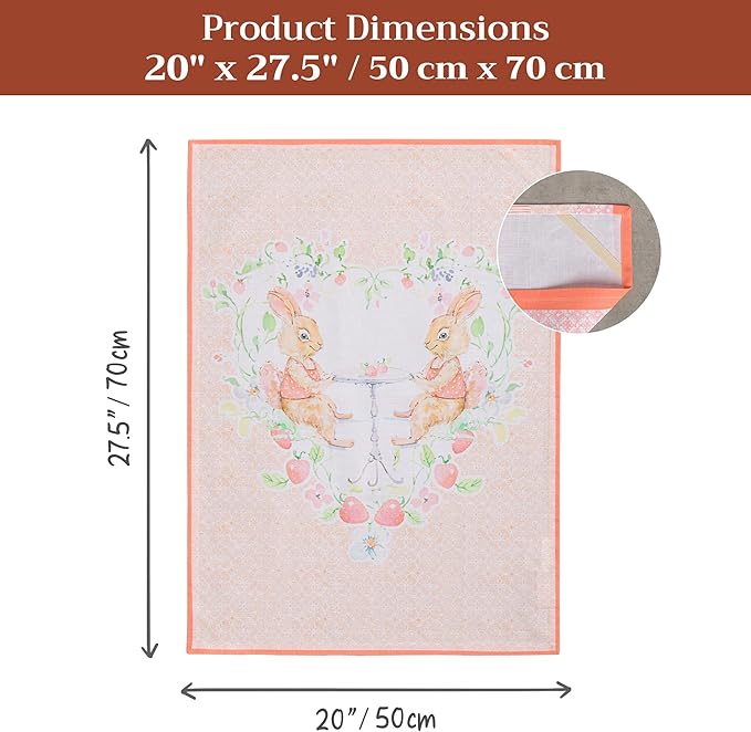 Maison d' Hermine Kitchen Towels Set of 3 100% Cotton 27.50" x 20" Reusable Cloth Tea Dish Towels Absorbent with Hanging Loop for Kitchen Farmhouse Hotel Spring Summer - Bunny Party