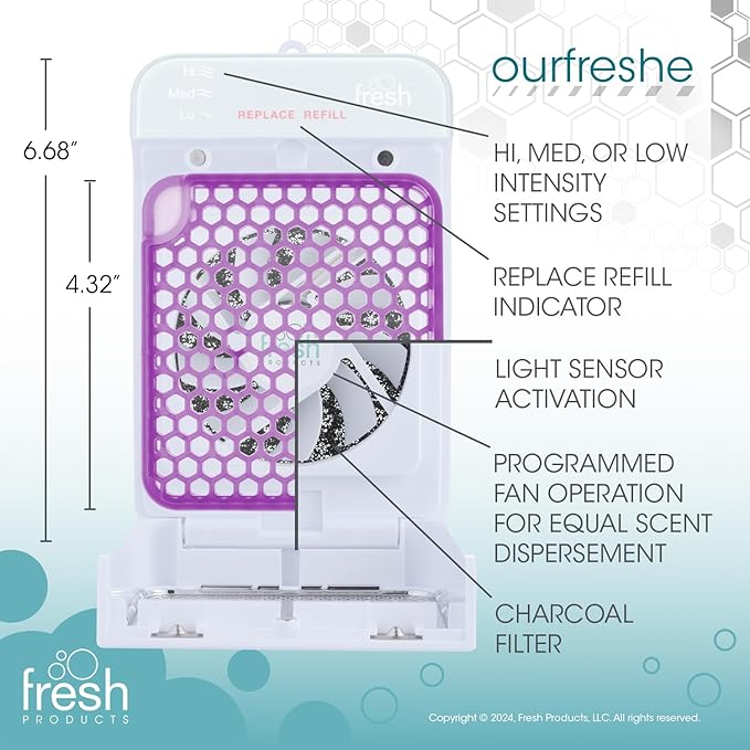 Fresh Products ourfreshe Plug In Air Freshener 30 Day Refills Replace Messy Aerosols with Dry Fragrance For Use in Medium Sized Spaces Morning Lavender 6 Pack
