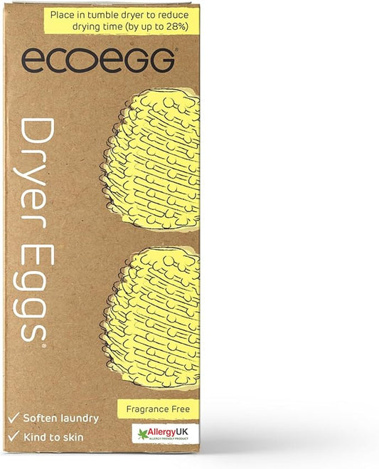 Ecoegg Dryer Egg | Reduces Drying Time | Tumble Dryer Balls replacement | Softens Clothes | Hypoallergenic | Fragrance Free | 2 Eggs