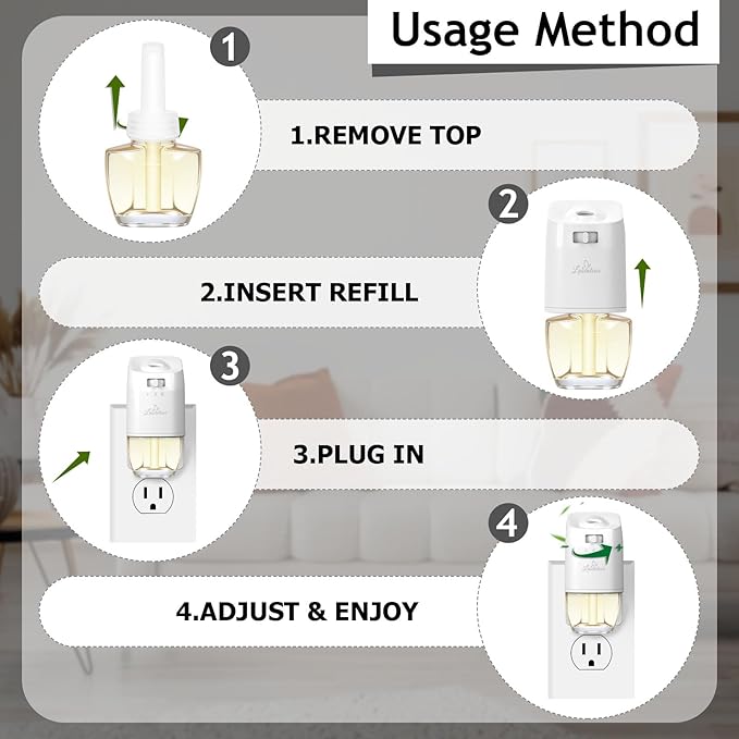 Plug In Air Freshener Refills for Home - Palo Santo & Eucalyptus Sage, Baby Powder Scent for Office & Bathrooms, 12 Count, 7.92 Fl Oz, Compatible with Air Wick & Glade, Not Include Glade Plus