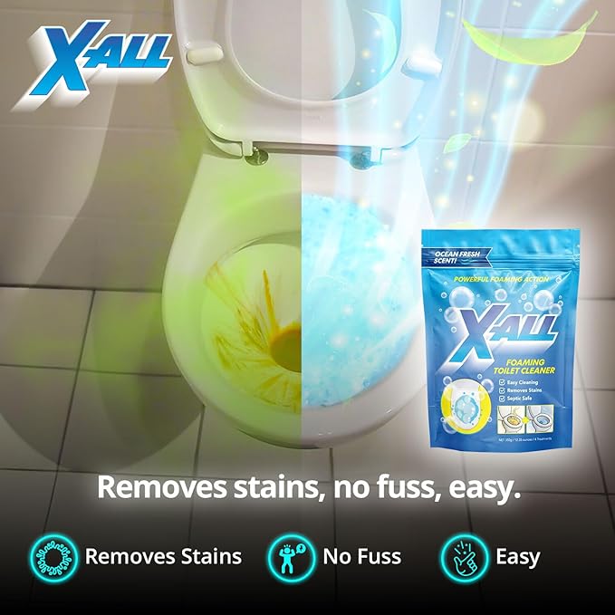 X-ALL Foaming Toilet Cleaner, Self-Activating Powder for Deep Cleaning, Fights Stains, Limescale and Mineral-Buildup (2)