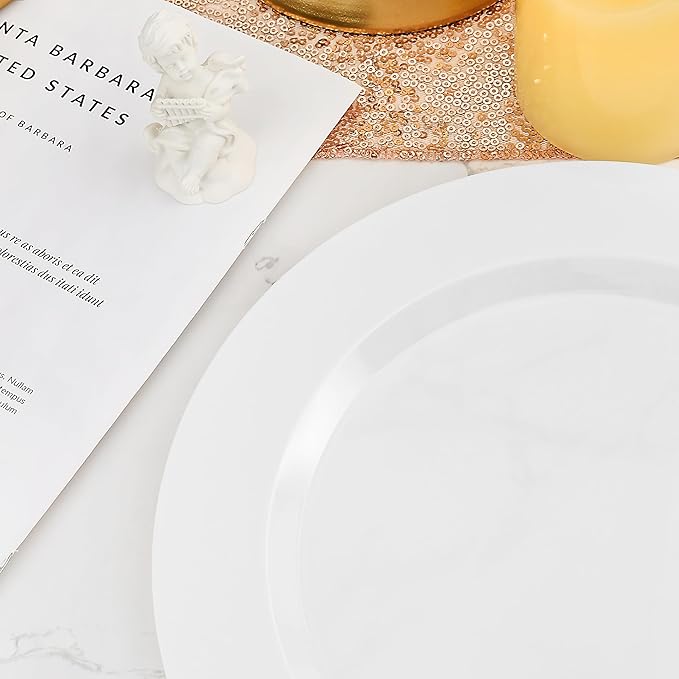 BESTVIP 100PCS 7 Inch White Plastic Dessert Plates, Disposable Plate for Appetizers, Small Cakes, Small Heavy Duty Disposable Plastic Plates for Parties, Wedding and Birthday