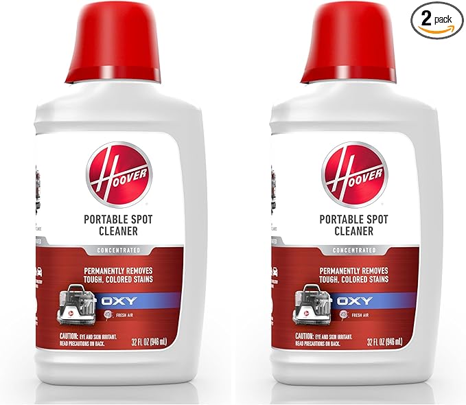 Hoover Oxy Portable Spot Cleaner Solution, 32 oz., Fresh Air Scent, Portable Cleaning Solution, Removes Tough Colored Stains from Carpet and Upholstery, Designed CleanSlate Spot,(Pack of 2)