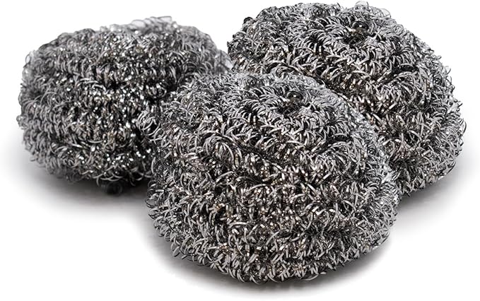 Pine-Sol Heavy-Duty Stainless Steel Scrubbers | Won’t Rust or Splinter | Scrub Sponges for Cast Iron, Oven Racks, Grills, 3 Pack