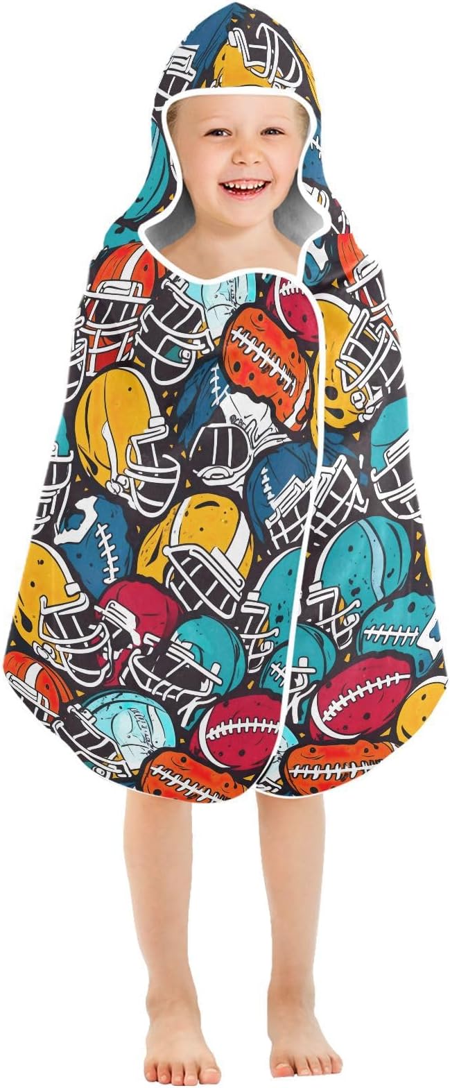 Kids Hooded Towels Colorful American Football Swimming Beach Towel 23.5" x 50" Bath Towel for Boys Girls 21214771