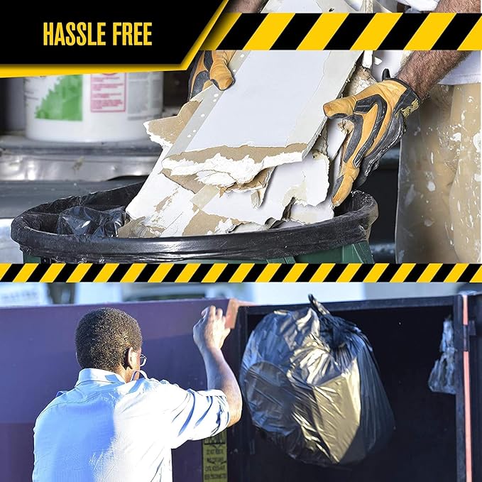 Ultrasac Contractor Bags 42 Gallon (/w FLAP TIES),32.75 x 44.5-3 MIL Thick Large Black Heavy Duty Industrial Garbage Trashbags for Professional Construction and Commercial use,(Pack of 40)