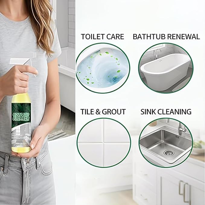 Oxalic Acid Cleaner For Bathroom,Oxalic Acid Cleaner Spray,Oxalic Acid Stain Cleaner,Powerful Stain Removal Spray,Multi-Surface Stain Remover For Bathtub, Porcelain, Tiles (2PC)