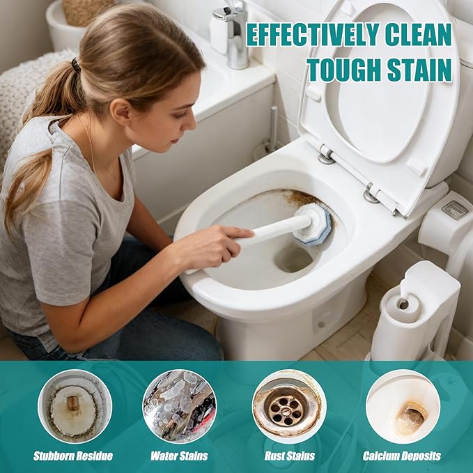 50 PCS Toilet Bowl Wand Refills, Disposable Toilet Brush Refills,Replacement Heads for Bathroom Washroom Cleaning Pads Compatible with Most Brushes Scrubbers Pack for Household Cleaning