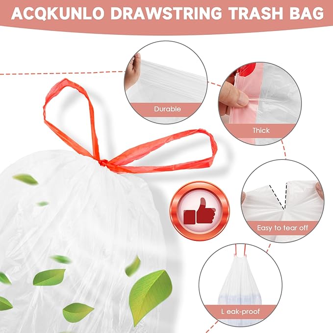 1.2 Gallon Trash Bags Drawstring for Bathroom - Magesh 125 Count Mini Small Garbage Bag Unscented Strong Thick Plastic Trash Can Liners for Toilet Home Office and Bedroom