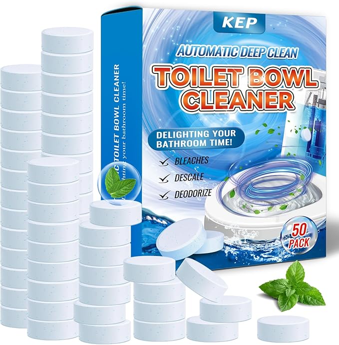 Automatic Toilet Bowl Cleaner Tablets–Fresh Scent, Long-Lasting Clean–Safe for Tanks&Pipes Deodorizing and Descaling –Bathroom Cleaner Against Tough Stains Keeps Bowl Clean Between Washes, A111-50PACK