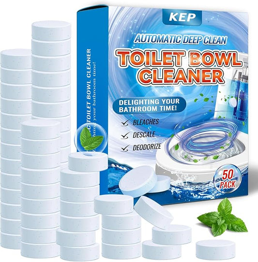 Automatic Toilet Bowl Cleaner Tablets–Fresh Scent, Long-Lasting Clean–Safe for Tanks&Pipes Deodorizing and Descaling –Bathroom Cleaner Against Tough Stains Keeps Bowl Clean Between Washes, A111-50PACK