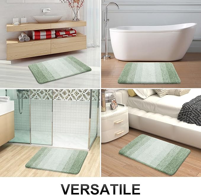 OLANLY Bathroom Runner Rugs Mat 44x24, Extra Soft Absorbent Microfiber Bath Rugs, Rubber Backing, Quick Dry, Washable Long Bath Mats for Bathroom, Tub and Shower, Home Decor Accessories, Sage Green