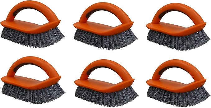 IMUSA USA (6 Pack) Multipurpose Orange Brush w/Dual Tone Bristles (White & Grey)