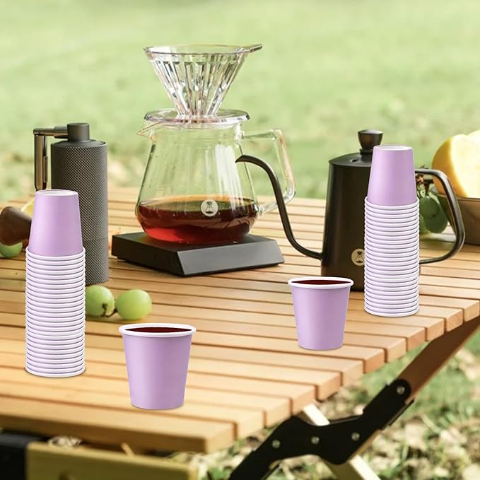 150 Pack 3oz Bathroom Cups, 3oz Paper Cups, Mouthwash Cups, Small Paper Cups Ideal for Bathroom, Supermarket, Birthday Party, Picnic and BBQ (Purple)