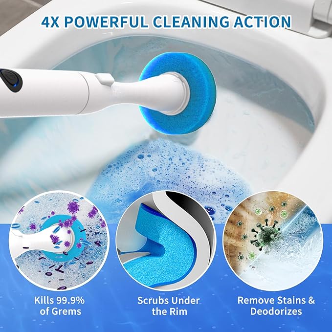 40 Count Toilet Wand Refills, 3 Layer Sponge Brush with Cleaner, Disposable Toilet Bowl Cleaner Wand for Bathroom Cleaning