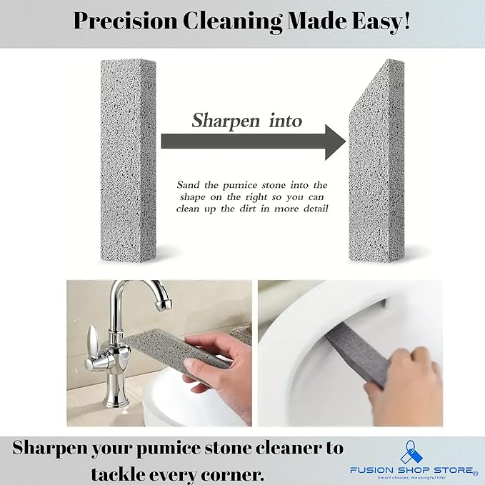 4 Pack Pumice Stone Toilet Bowl Cleaner with Handle – Heavy Duty Toilet Pumice Stick for Hard Water Stains, Calcium & Rust Removal – Toilet Bowl Ring Remover Cleaning Tool