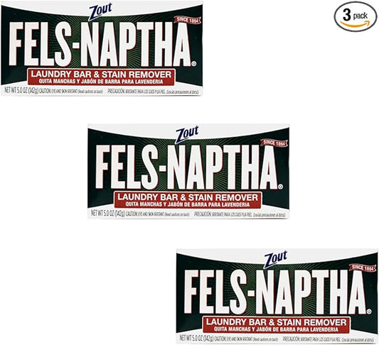 Fels Naptha Laundry Bar and Stain Remover, 5.5 Ounce - Pack of 3