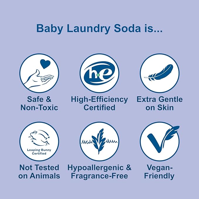 Nellie’s Baby Laundry Soda Tin – 50 Loads – Gentle Powder Detergent for Sensitive Skin – Fragrance-Free & Safe for Infants – (Made in Canada)