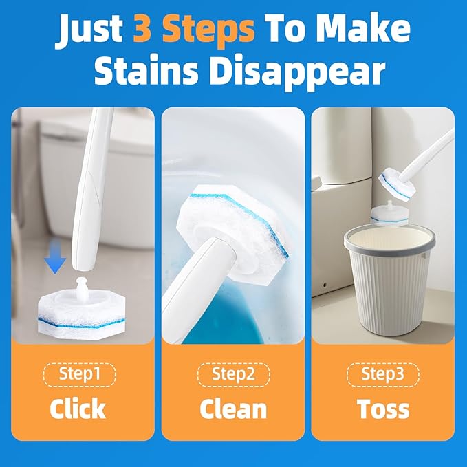 100 Count Toilet Wand Refills Disposable Toilet Brush Toilet Cleaner Refill Pads Wand Kit Scrubber Refills Compatible With Most Brushes No Falling Apart, Fresh Fragrance
