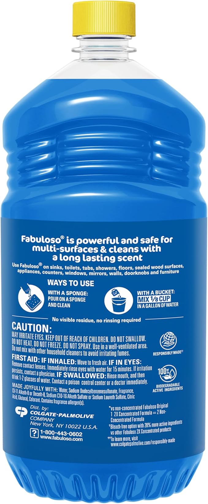 Fabuloso Multi-Purpose Cleaner and Floor Cleaner, 2X Concentrated Formula, Long-Lasting Freshness, Spring Fresh Scent, 56 oz (Pack of 5)