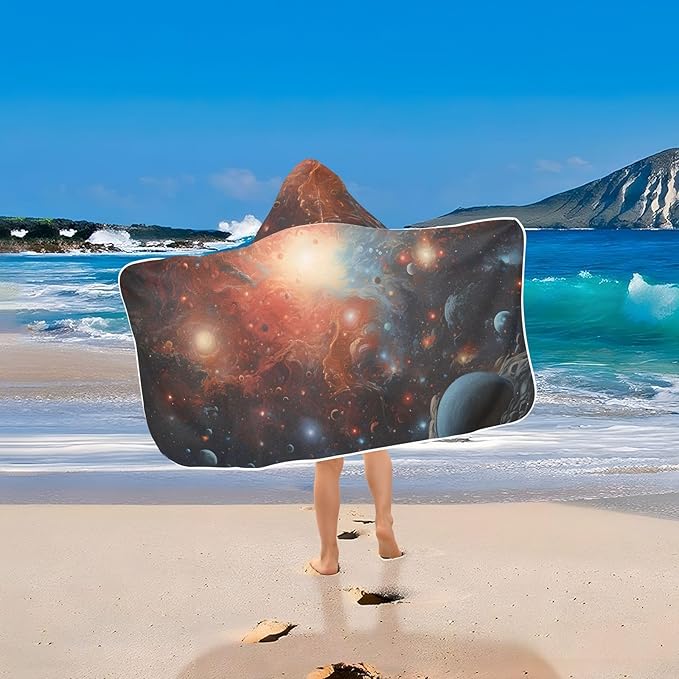 Hooded Towel for Kids Man in Fantasy World Beach Wrap Bath Towels 50x23.5in