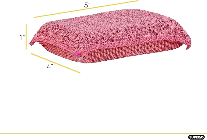 Miracle Microfiber Scrubbing Sponge, Red Extra Scrubbing Power Kitchen Sponge, Sink, Pot, Pan and Dish Washing, Super Absorbent and Rapid Drying. by Superio
