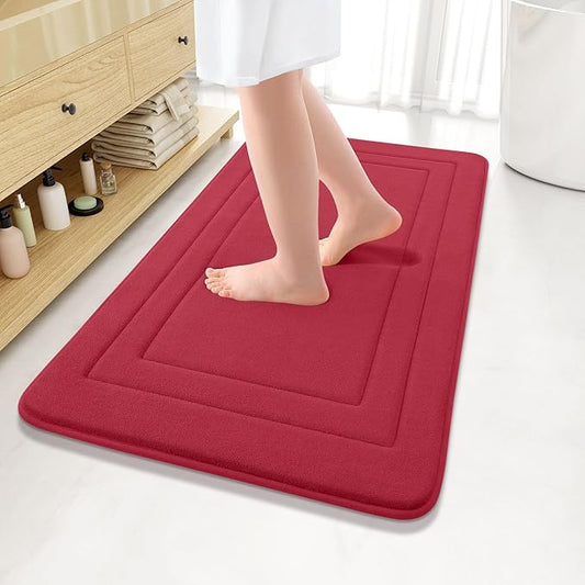 Arotive Memory Foam Bathroom Rug Mat 36x24, Ultra Soft and Absorbent Bath Mat, Machine Wash Dry, Comfortable Bath Rug Carpet for Bathroom Floor, Tub and Shower, Red
