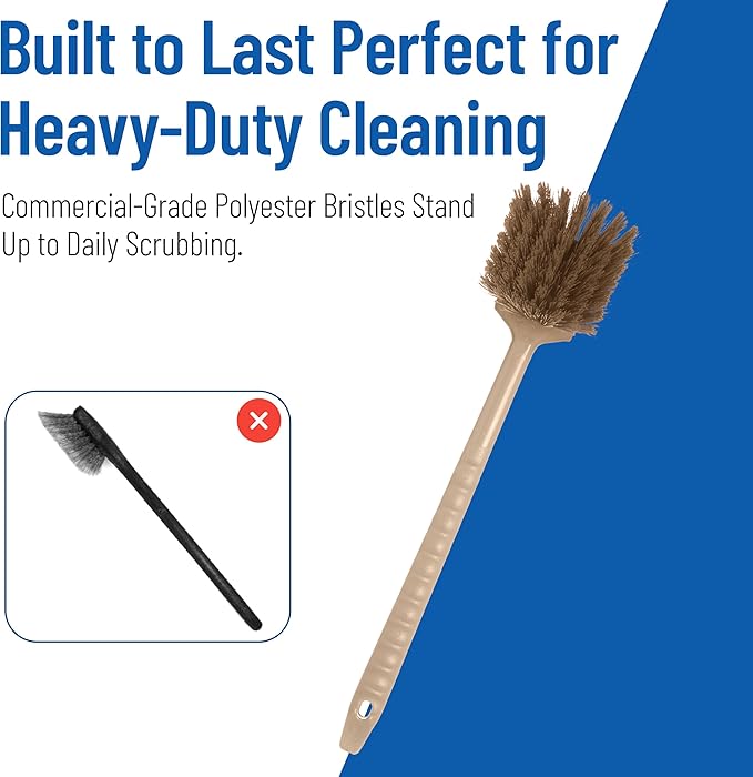 SPARTA 40501EC25 Plastic Large Scrub Brush, Kitchen Brush, Utility Brush With Long Handle For Cleaning, 20 Inches, Tan, (Pack of 6)