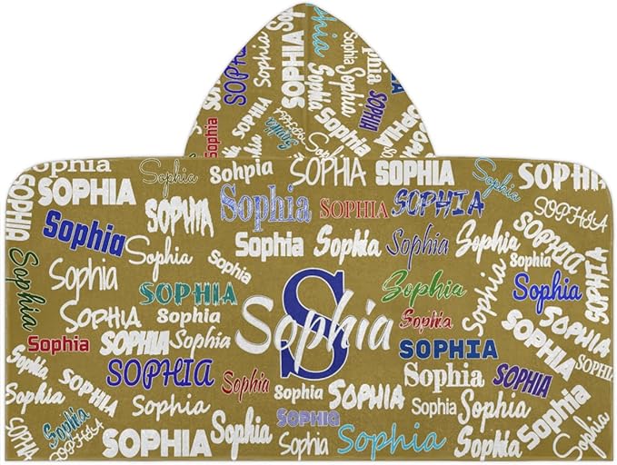 Personalized Hooded Towel Kids Beach Towels Name, Custom Toddlers Cotton Wrap Towel for Shower Beach Trip Pool, Solid Olive Color