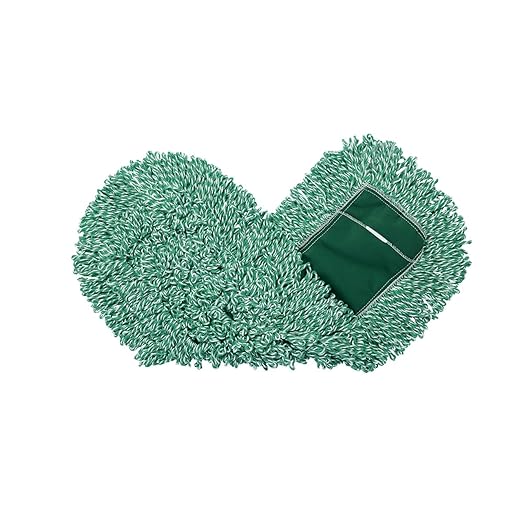 Rubbermaid Commercial Products, Looped-End-Dust Mop Head Replacement, Microfiber blend, 24-inch, Green, Heavy Duty Industrial Wet Mop For Floor Cleaning Office/School/Stadium/Lobby/Restaurant