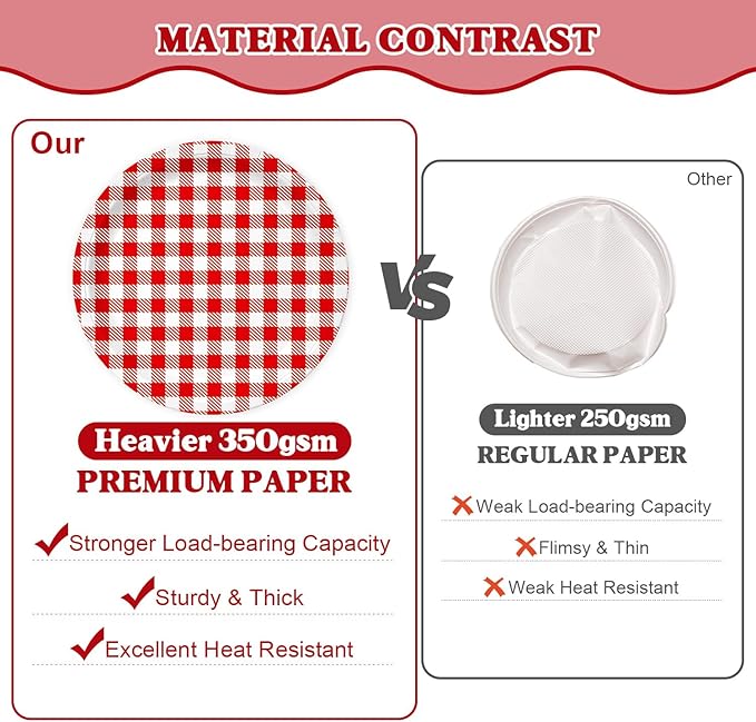 Vyntra 350 Pcs Red & White Checkered Gingham Paper Plates and Napkins Set for 50, 9" Dinner Plates & 7" Dessert Plate, BBQ Picnic 4th of July Birthday Party, Valentine’s Day