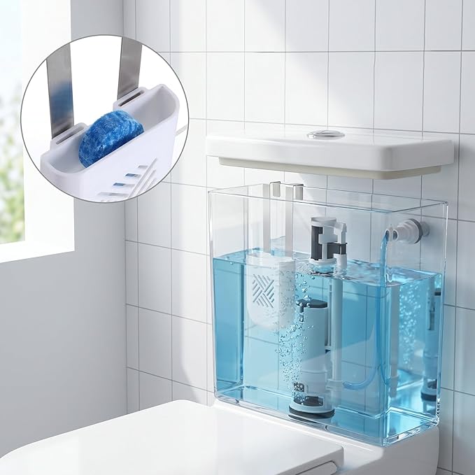 Bremorou Toilet Tank Cleaning Tablet Holder Bowl Cleaner Tablets Holder Hanging Toilets Cleaner Caddy Tablet Bracket White