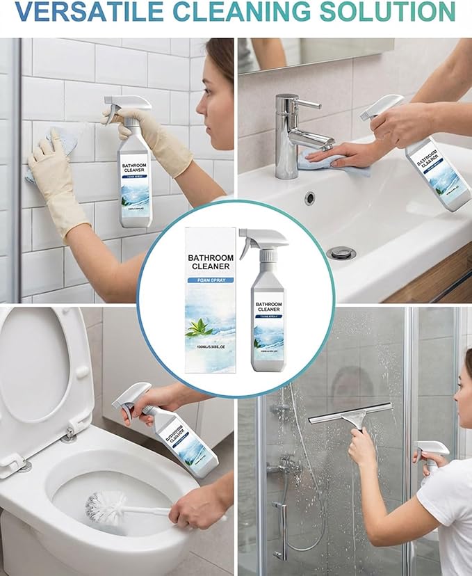Scale Remover Bathroom Cleaner, 3.38OZ Bathroom Cleaner Foam Spray for Shower, Glass, Tiles, Stainless Steel, Glass and Toilet