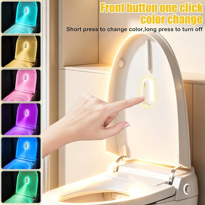 Self Cleaning UV Toilet Sanitizer Light, Motion-Activated Toilet Cleaning Light, USB Rechargeable, Night Light Adhesive-Mounted for Shared Bathrooms, For Elderly