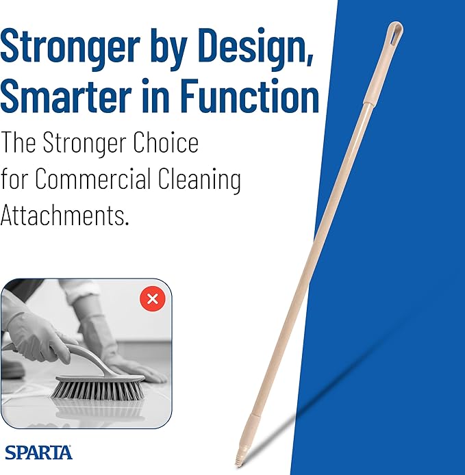 SPARTA 41225EC25 Fiberglass Broom Handle, Mop Handle, Replacement Handle With Acme Threaded Tip For Commercial Cleaning, 48 Inches, Tan, (Pack of 12)