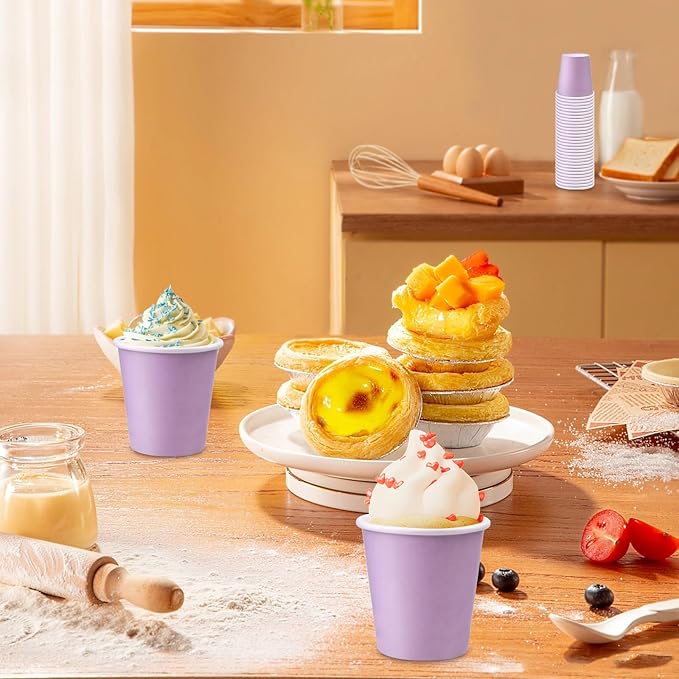 150 Pack 3oz Bathroom Cups, 3oz Paper Cups, Mouthwash Cups, Small Paper Cups Ideal for Bathroom, Supermarket, Birthday Party, Picnic and BBQ (Purple)