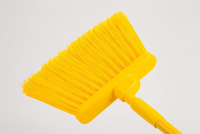 SPARTA 41082EC04 Plastic Color Coded Broom, Flagged Bristles, Long Broom With Angled Head For Large Debris, 56 Inches, Yellow, (Pack of 12)