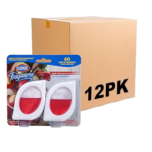 Clorox Fraganzia Small Rooms Air Freshener, Apple Cinnamon - Peel & Place, No-Plug, Battery-Free for Closets, Laundry Room, Entry Way, Bathroom, Locker, 0.25 Fl Oz Each, 2 Count - 12 Pack