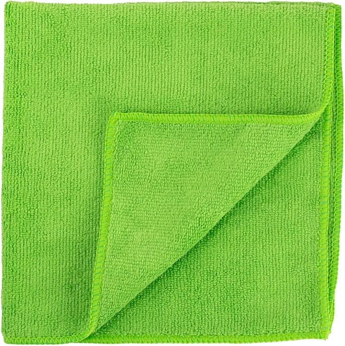 Restaurantware Clean Tek Professional 16 x 16 Inch Cleaning Cloths 100 Lint Free Microfiber Towels - Highly Absorbent Non Abrasive Green Microfiber Cleaning Rags Reusable For All Purpose Use