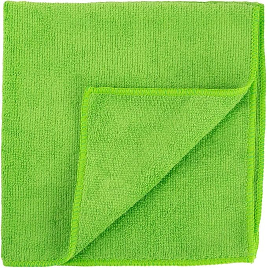 Restaurantware Clean Tek Professional 16 x 16 Inch Cleaning Cloths 100 Lint Free Microfiber Towels - Highly Absorbent Non Abrasive Green Microfiber Cleaning Rags Reusable For All Purpose Use