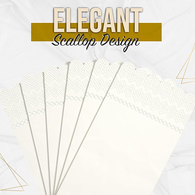 Party Solids Ivory Scalloped Napkins Disposable 100 Pcs 3-Ply Ivory Scalloped Dinner Napkins Disposable Decorative for Dinners & Parties, Paper Guest Towels for Bathroom & Party Supplies